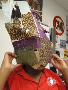 3-D paper mask with collage