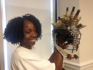A transformed lacrosse helmet becomes a work of art at a Professional Development Workshop at University of Delaware with the DIAE