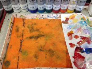 Sta-wet palette with sham-wow in the studio of Nanci Hersh