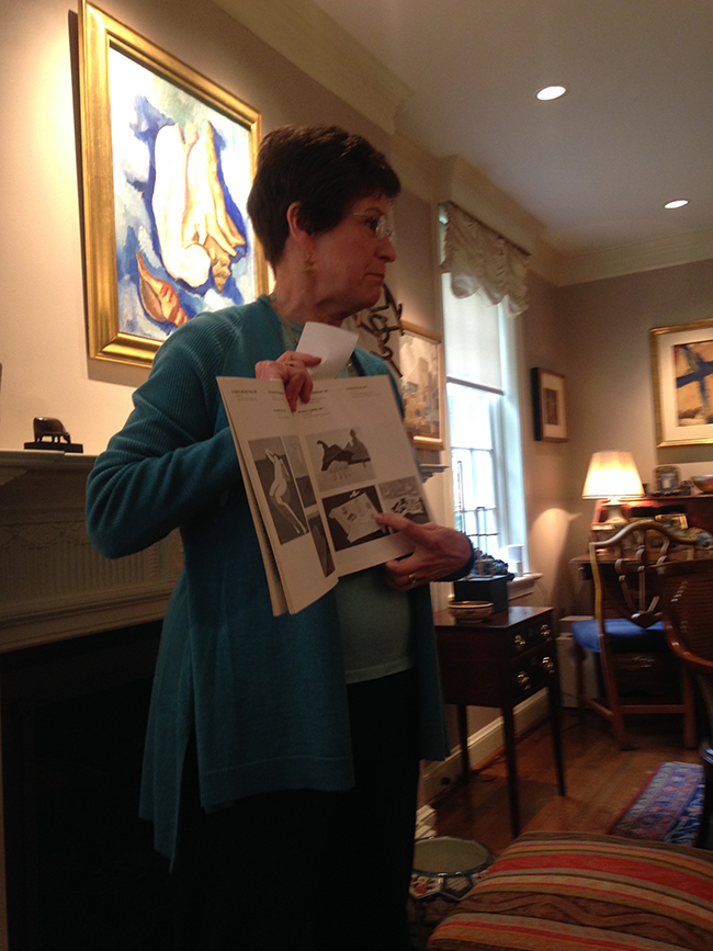 Berta Kerr with gallery catalogue of Milton Avery
