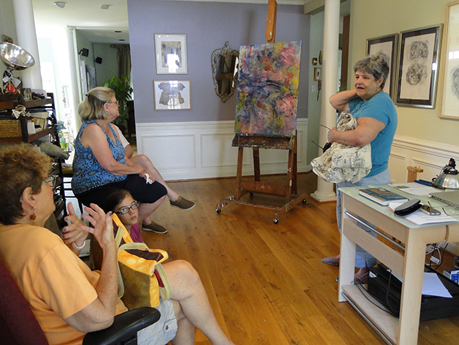 photo from Painting by the Pond 2016 with Nanci Hersh. Final group critique