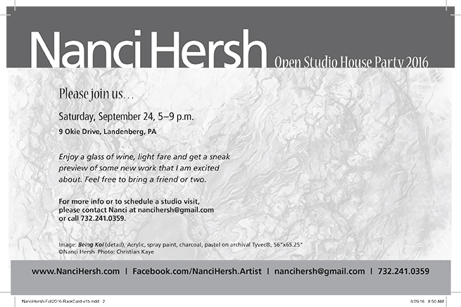 Info about the Open Studio House Party on the Back of card